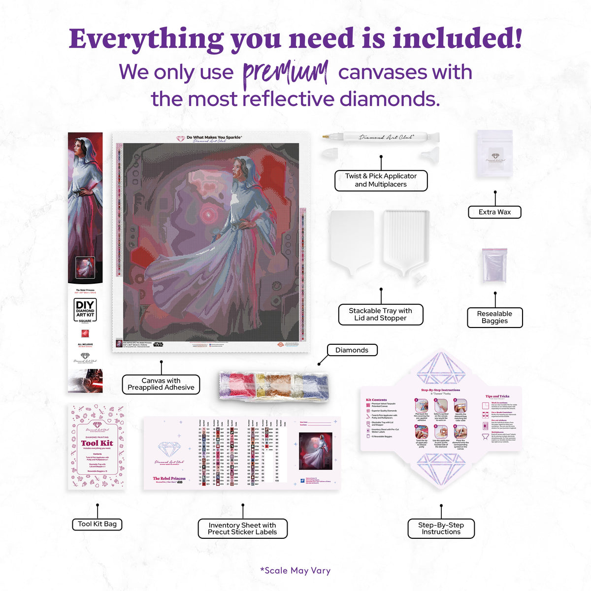 Diamond Painting The Rebel Princess 25.6" x 28.7" (65cm x 72.9cm) / Square with 75 Colors including 5 Fairy Dust Diamonds / 76,473