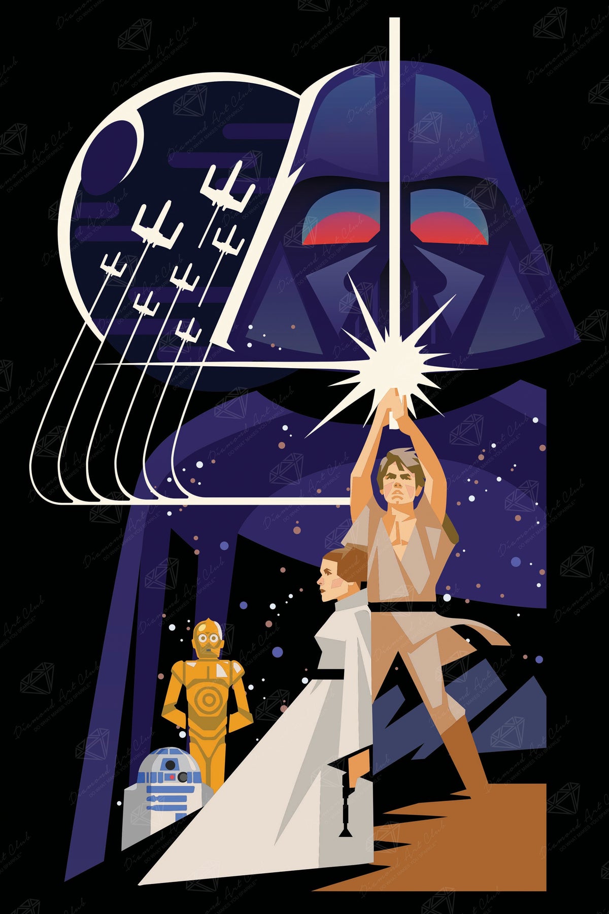 Diamond Painting The Rebellion 22" x 33" (55.6cm x 83.6cm) / Square with 38 Colors including 2 ABs and 1 Electro Diamond and 1 Iridescent Diamond and 1 Special Diamond and 3 Fairy Dust Diamonds / 75,264