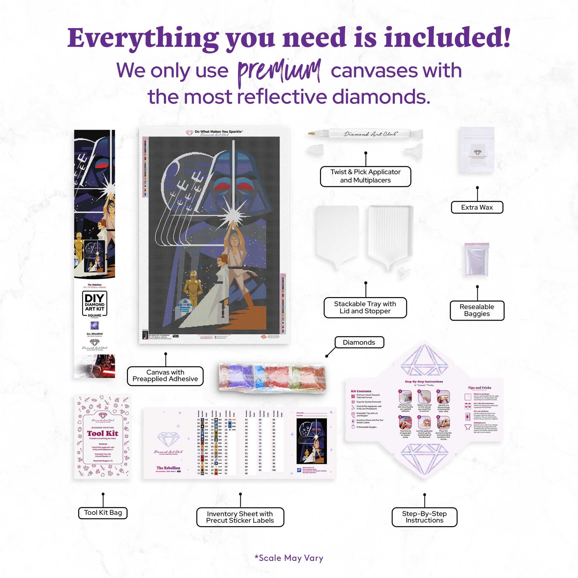 Diamond Painting The Rebellion 22" x 33" (55.6cm x 83.6cm) / Square with 38 Colors including 2 ABs and 1 Electro Diamond and 1 Iridescent Diamond and 1 Special Diamond and 3 Fairy Dust Diamonds / 75,264