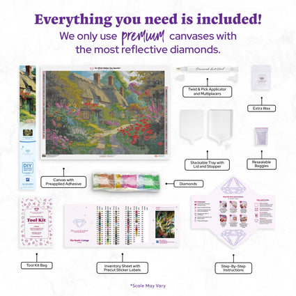 Diamond Painting The Rustic Cottage 36.6" x 25.6" (92.8cm x 65cm) / Square with 81 Colors including 3 ABs and 3 Fairy Dust Diamonds / 97,353