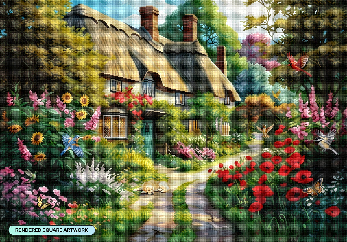 Diamond Painting The Rustic Cottage 36.6" x 25.6" (92.8cm x 65cm) / Square with 81 Colors including 3 ABs and 3 Fairy Dust Diamonds / 97,353