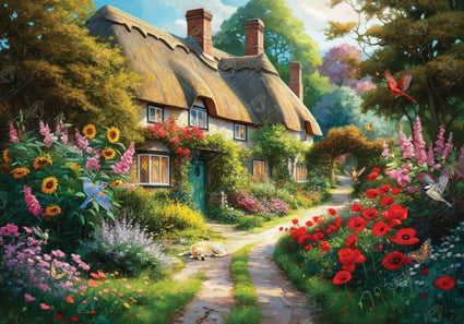 Diamond Painting The Rustic Cottage 36.6" x 25.6" (92.8cm x 65cm) / Square with 81 Colors including 3 ABs and 3 Fairy Dust Diamonds / 97,353