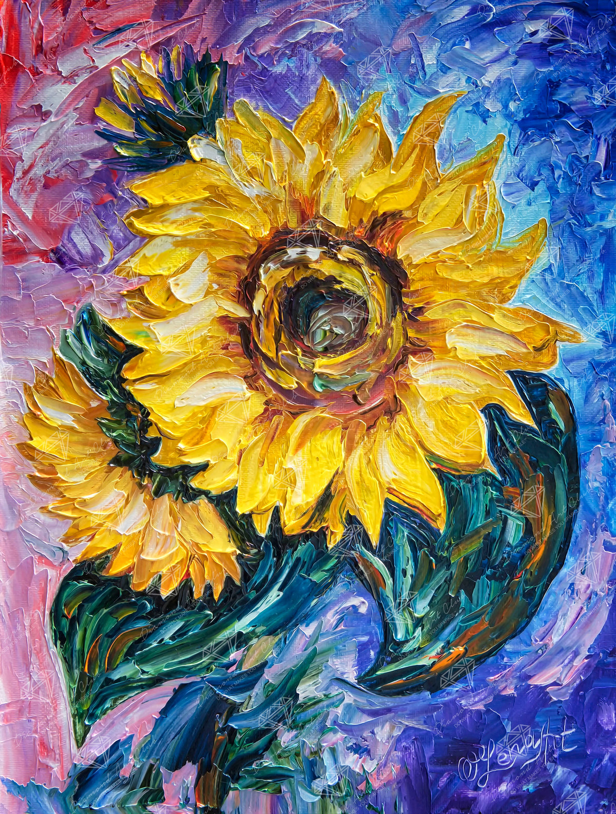 Diamond Painting The Sunflower 22" x 29" (55.8cm x 73.7cm) / Square with 90 Colors including 2 ABs and 1 Iridescent Diamond and 4 Fairy Dust Diamonds / 66,304