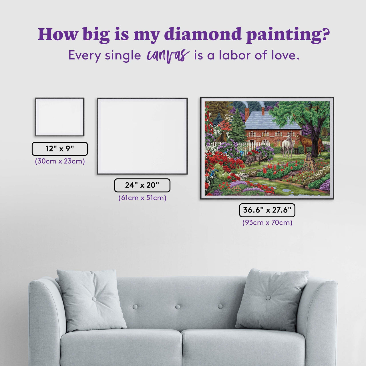 Diamond Painting The Sweet Garden 36.6" x 27.6" (93cm x 70cm) / Square With 65 Colors Including 4 ABs and 2 Fairy Dust Diamonds / 104,813