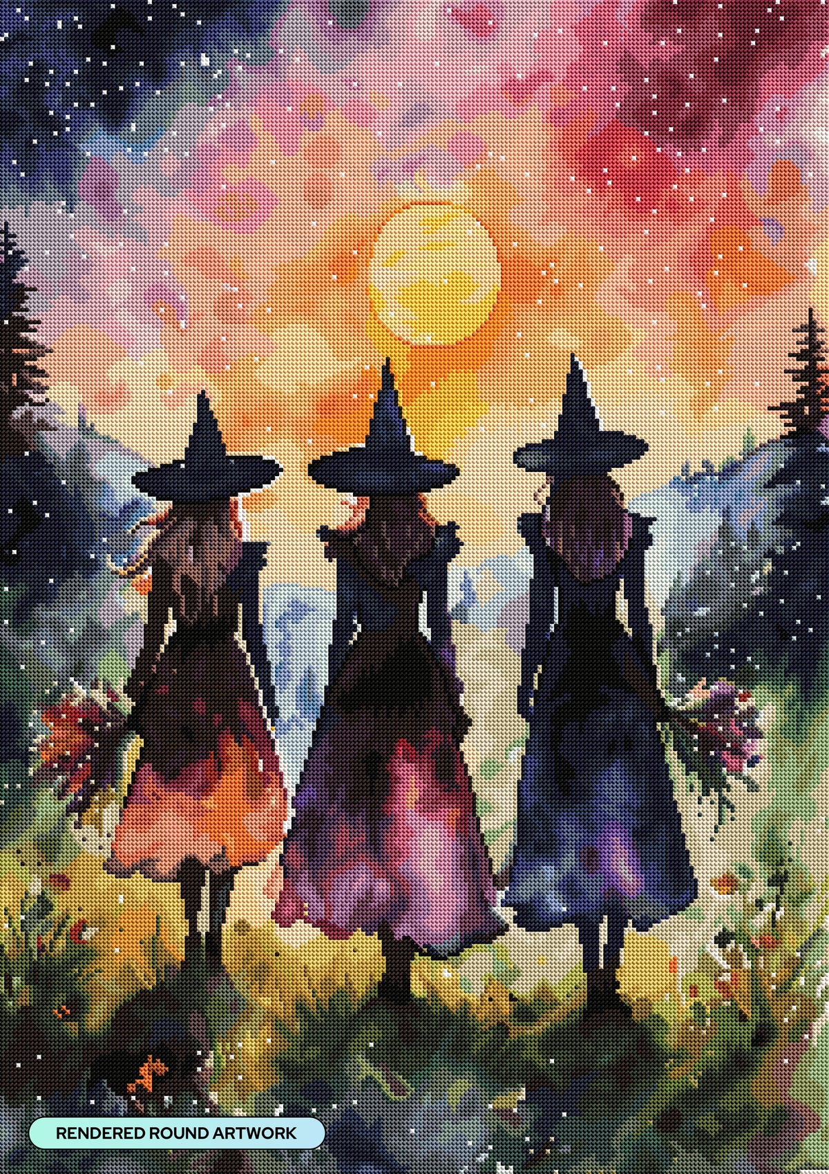 Diamond Painting The Three Sisters 22" x 31" (55.6cm x 78.7cm) / Round with 89 Colors including 2 ABs and 3 Fairy Dust Diamonds / 57,772