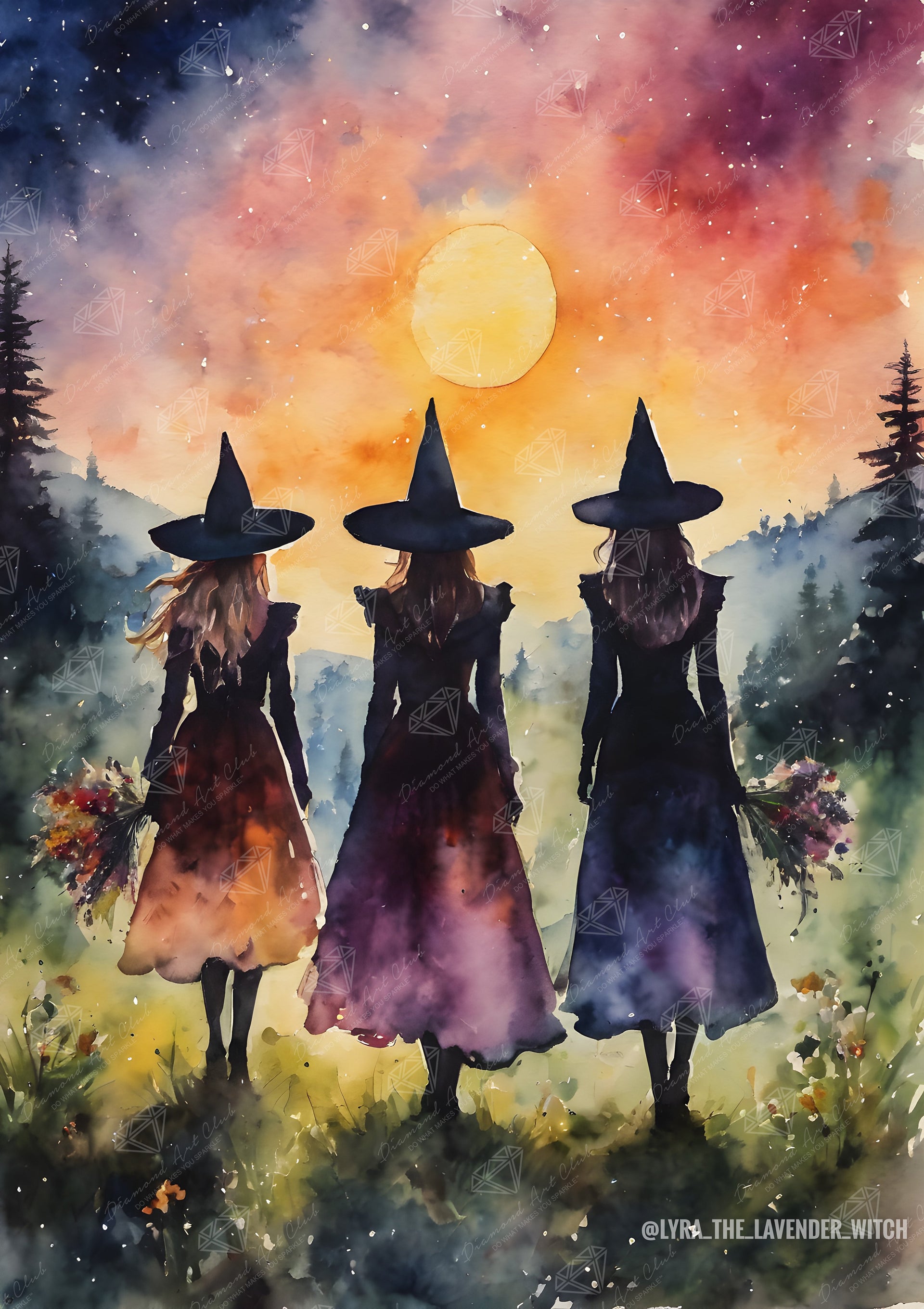 Diamond Painting The Three Sisters 22" x 31" (55.6cm x 78.7cm) / Round with 89 Colors including 2 ABs and 3 Fairy Dust Diamonds / 57,772