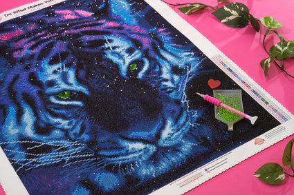 Diamond Painting The Tiger's Stare 20" x 25" (50.7cm x 63.9cm) / Round with 35 Colors including 4 ABs / 41,268