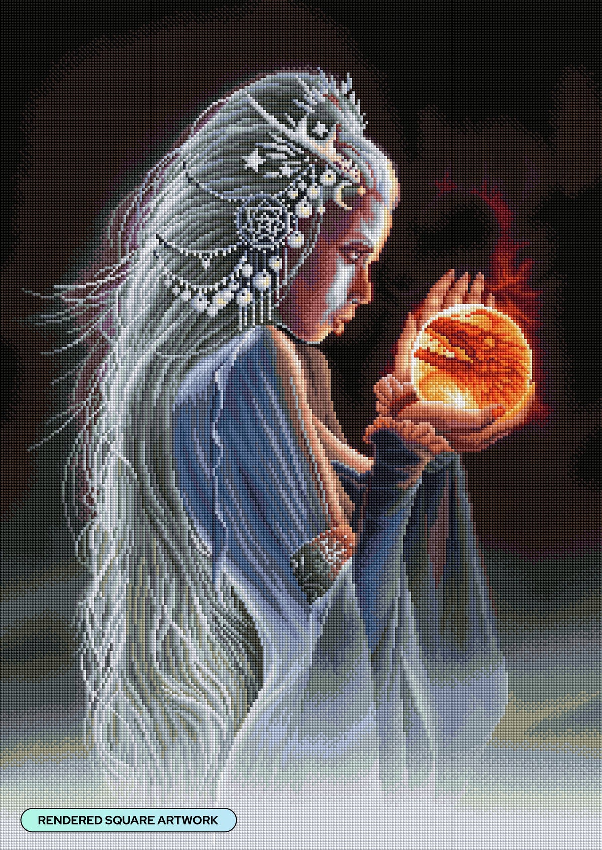 Diamond Painting The Winterborn Witch 22" x 31" (55.8cm x 78.7cm) / Square with 70 Colors including 2 ABs and 1 Electro Diamond and 1 Iridescent Diamond and 6 Fairy Dust Diamonds / 70,784