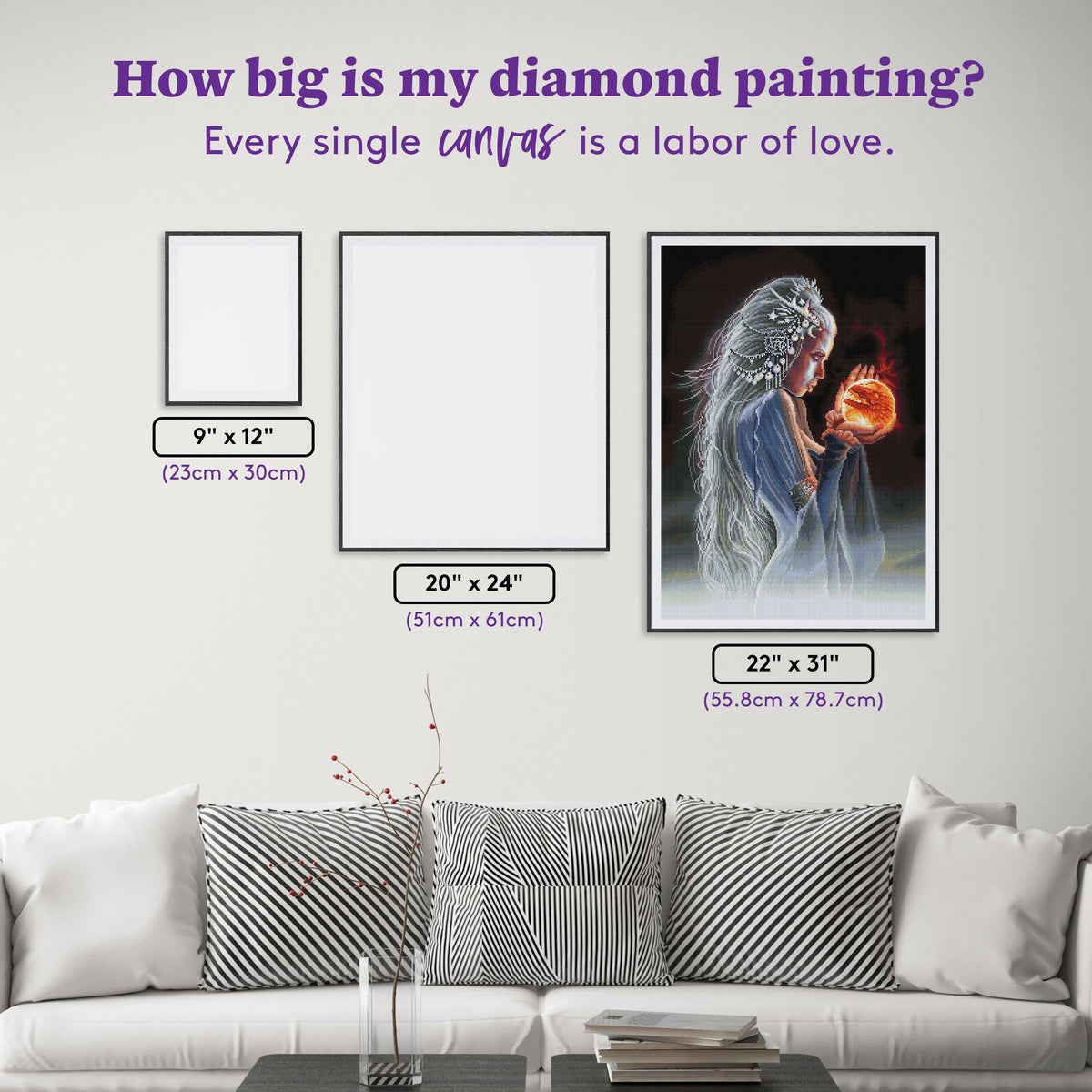 Diamond Painting The Winterborn Witch 22" x 31" (55.8cm x 78.7cm) / Square with 70 Colors including 2 ABs and 1 Electro Diamond and 1 Iridescent Diamond and 6 Fairy Dust Diamonds / 70,784