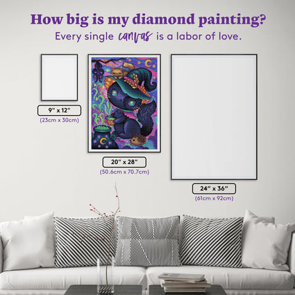 Diamond Painting The Witch Kitty Brew 20" x 28" (50.6cm x 70.7cm) / Round with 60 Colors including 1 AB and 7 Fairy Dust Diamonds / 47,288