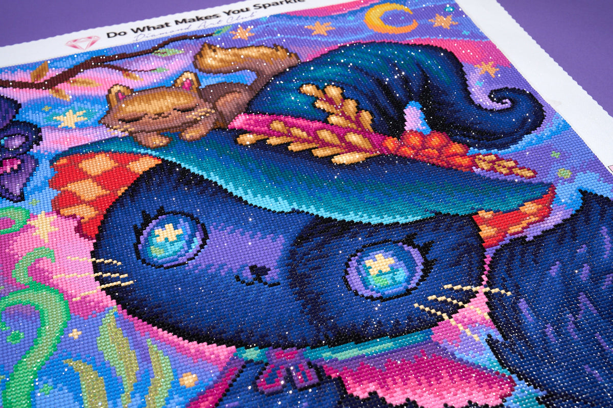 Diamond Painting The Witch Kitty Brew 20" x 28" (50.6cm x 70.7cm) / Round with 60 Colors including 1 AB and 7 Fairy Dust Diamonds / 47,288