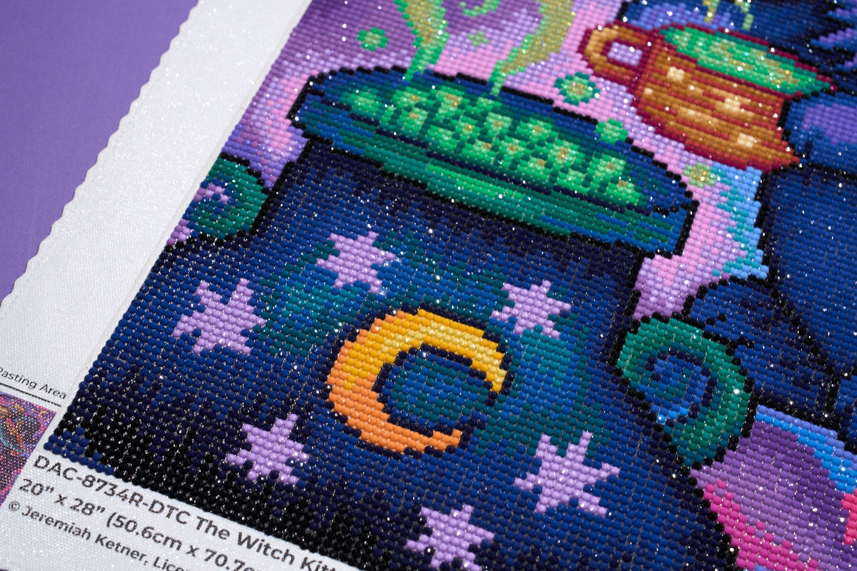Diamond Painting The Witch Kitty Brew 20" x 28" (50.6cm x 70.7cm) / Round with 60 Colors including 1 AB and 7 Fairy Dust Diamonds / 47,288