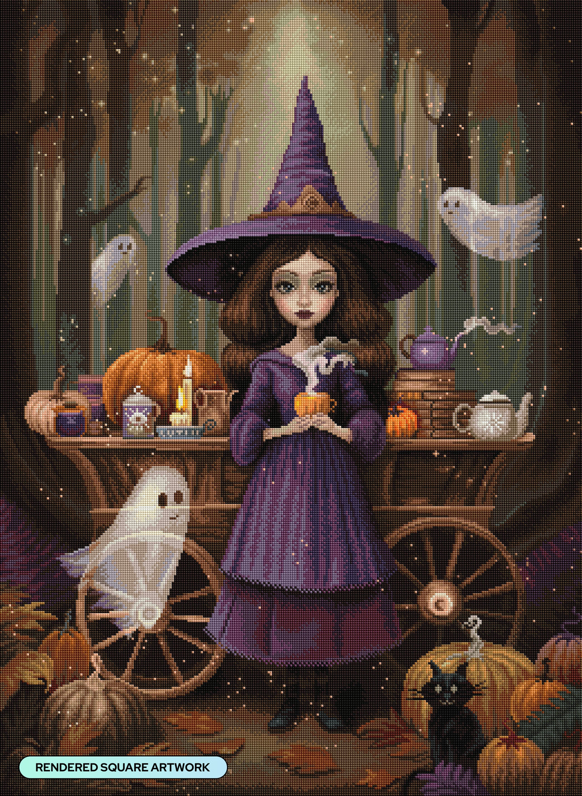 Diamond Painting The Witch's Apothecary Cart 25.6" x 35" (65cm x 88.9cm) / Square With 80 Colors Including 1 AB and 5 Fairy Dust Diamonds / 93,177