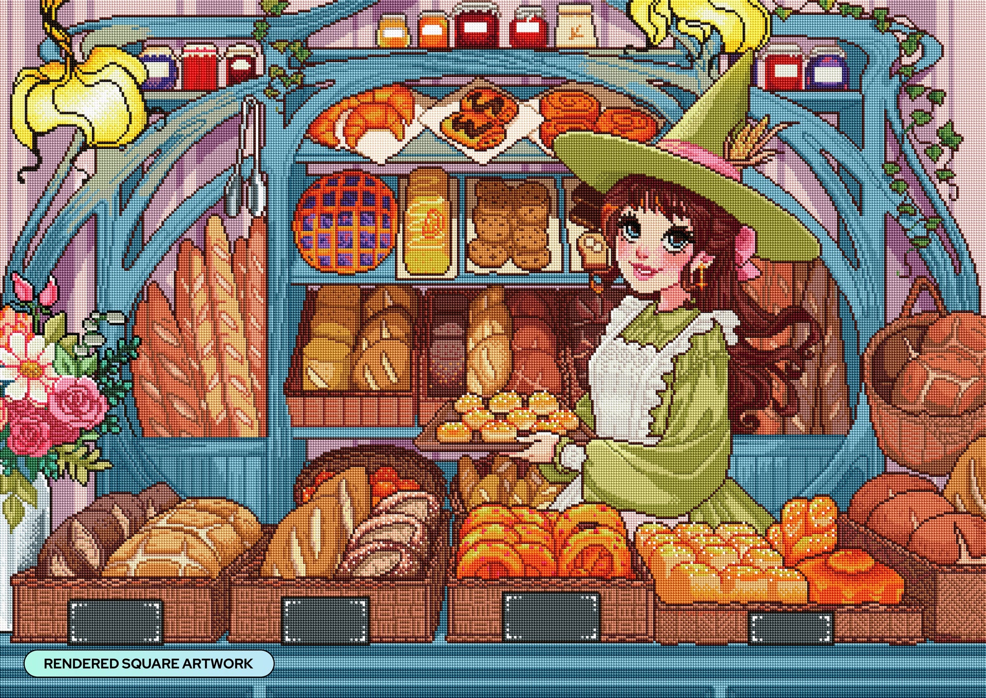 Diamond Painting The Witch's Bakery 39" x 27.6" (98.8cm x 69.9cm) / Square with 86 Colors including 2 ABs and 1 Frosted Diamond and 5 Fairy Dust Diamonds / 111,557
