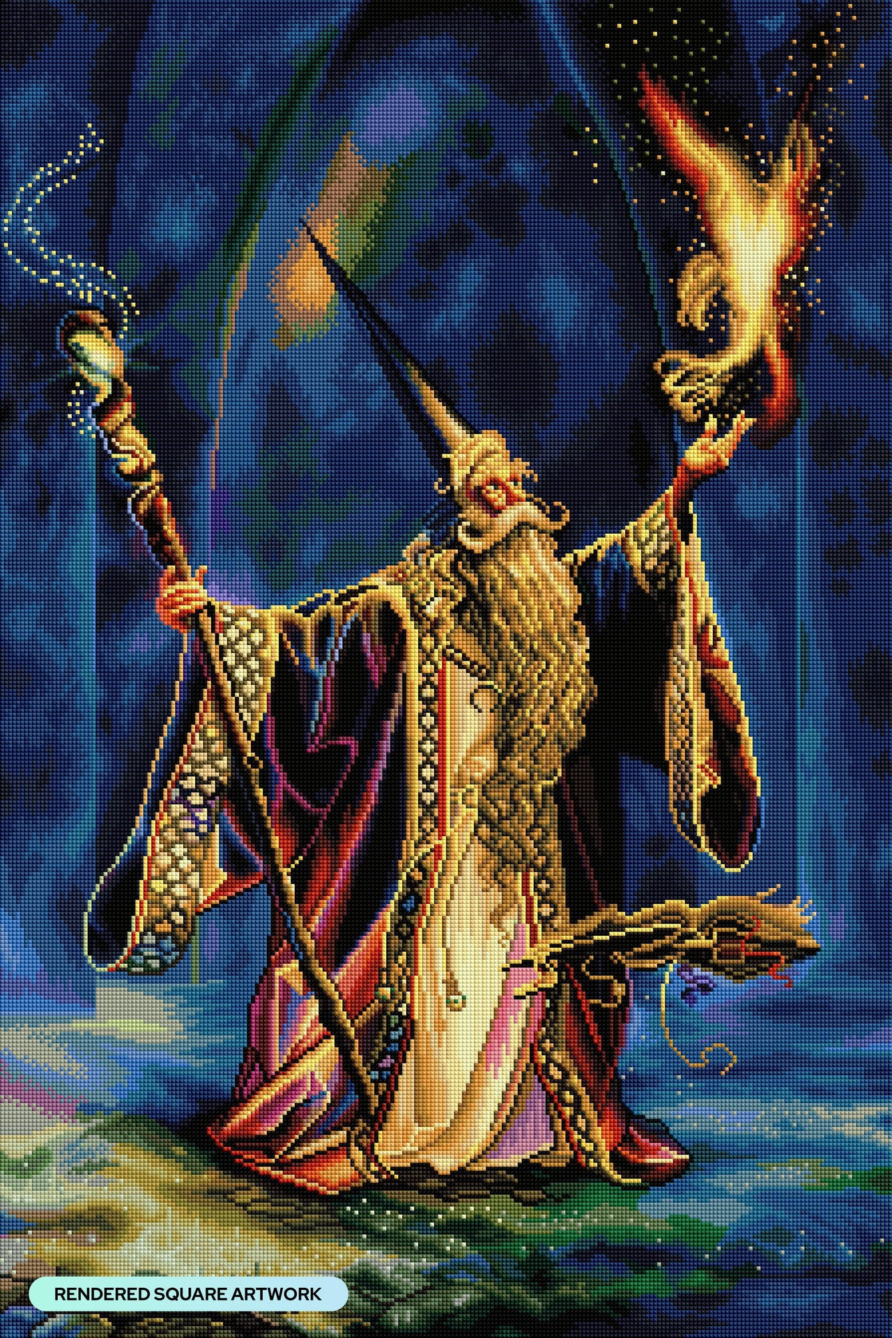 Diamond Painting The Wizard 22" x 33" (55.8cm x 83.7cm) / Square with 54 Colors including 2 ABs and 2 Fairy Dust Diamonds / 75,264