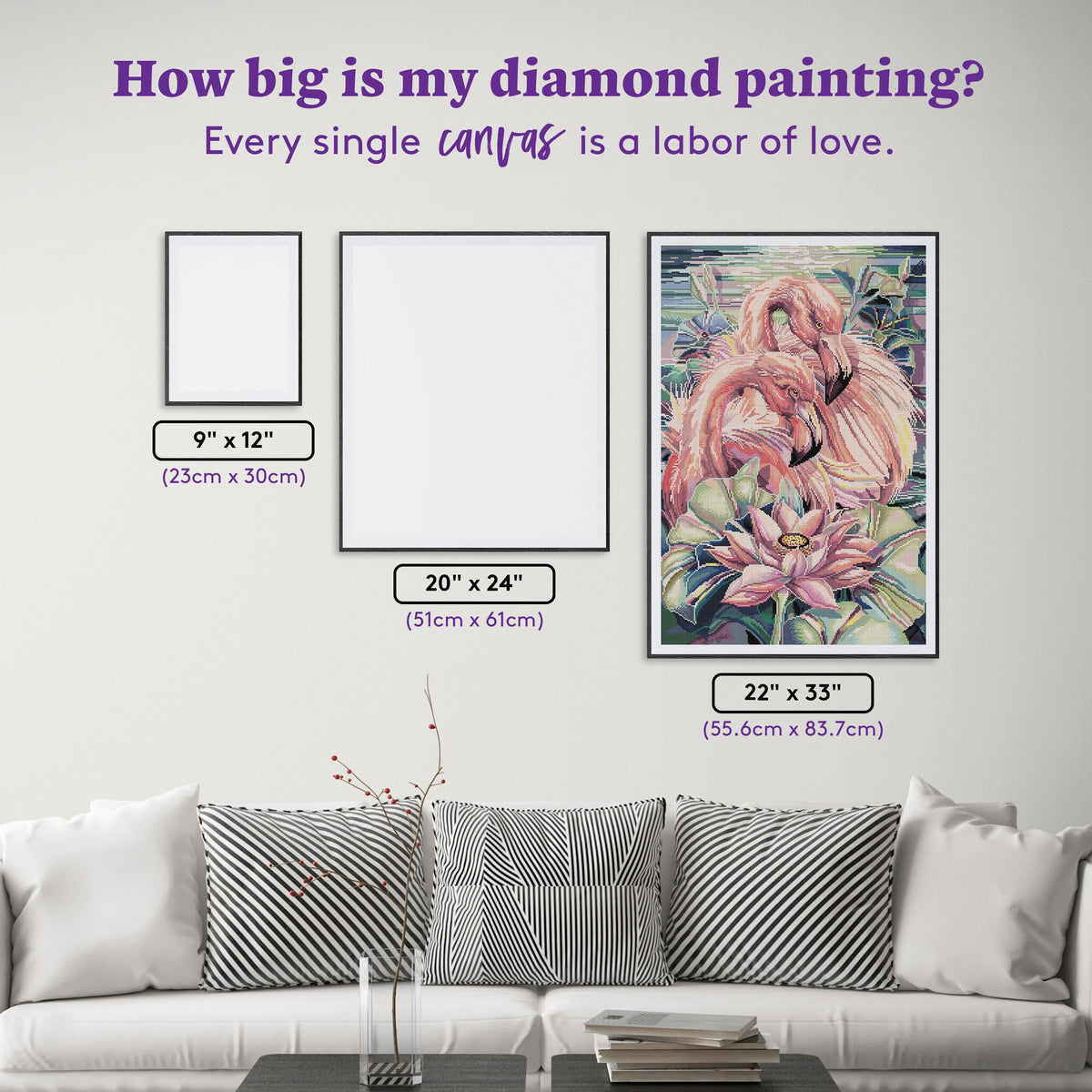 Diamond Painting Think Pink 22" x 33" (55.6cm x 83.7cm) / Round with 64 Colors including 4 Fairy Dust Diamonds / 61,408