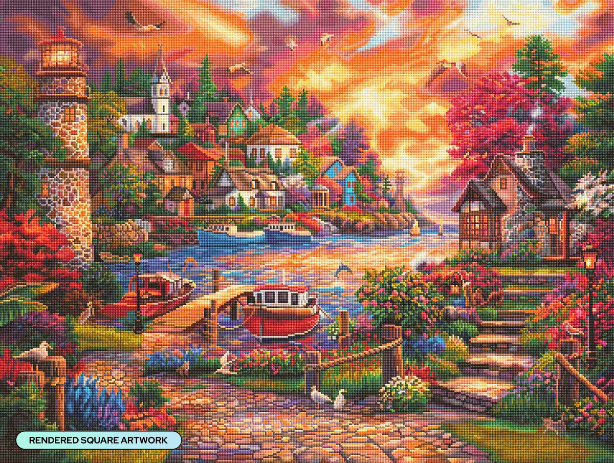 Diamond Painting This Side of the Sea 36.6" x 27.6" (92.8cm x 69.9cm) / Square With 89 Colors Including 5 ABs and 3 Fairy Dust Diamonds / 104,813