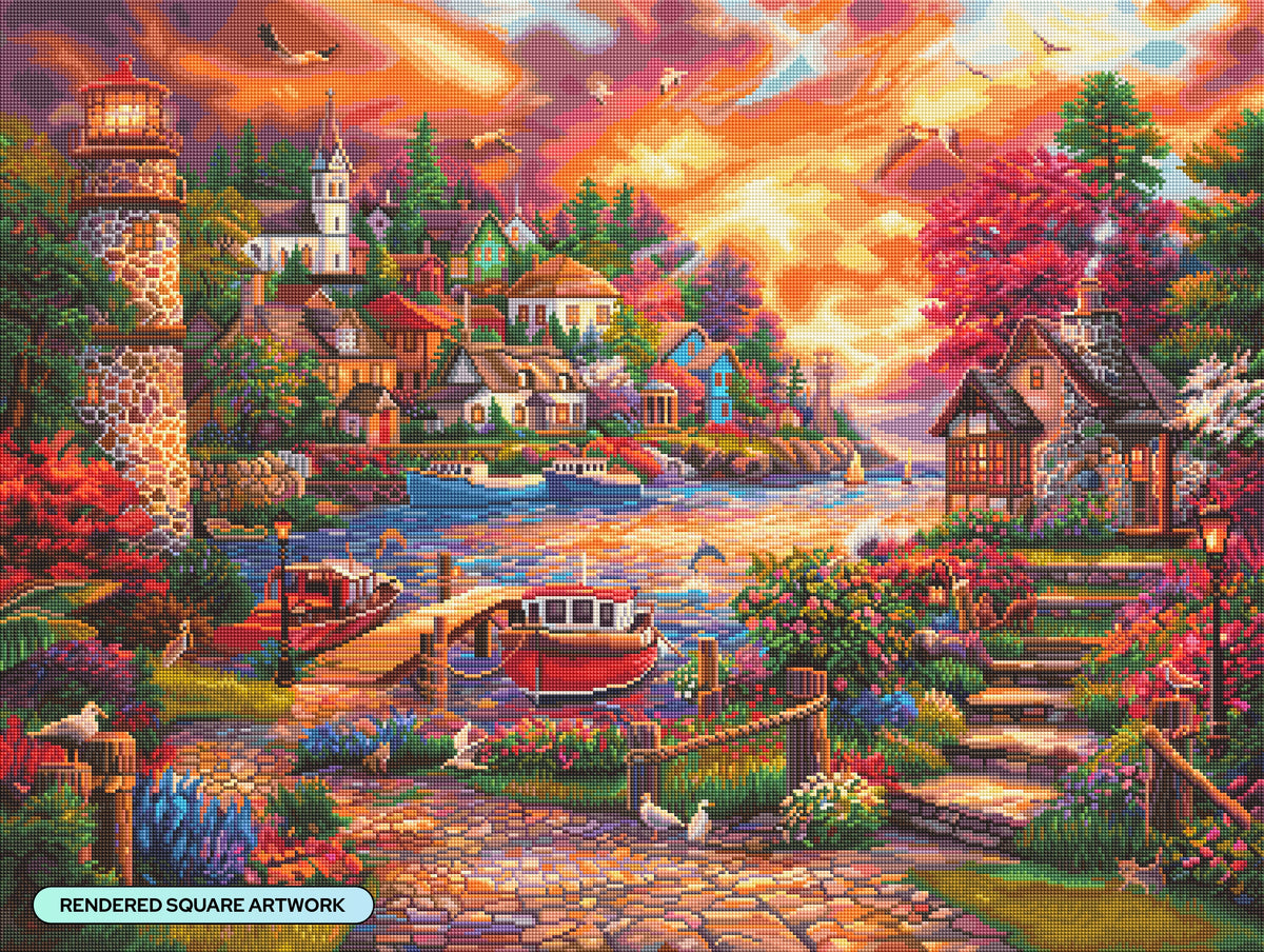Diamond Painting This Side of the Sea 36.6" x 27.6" (92.8cm x 69.9cm) / Square With 89 Colors Including 5 ABs and 3 Fairy Dust Diamonds / 104,813