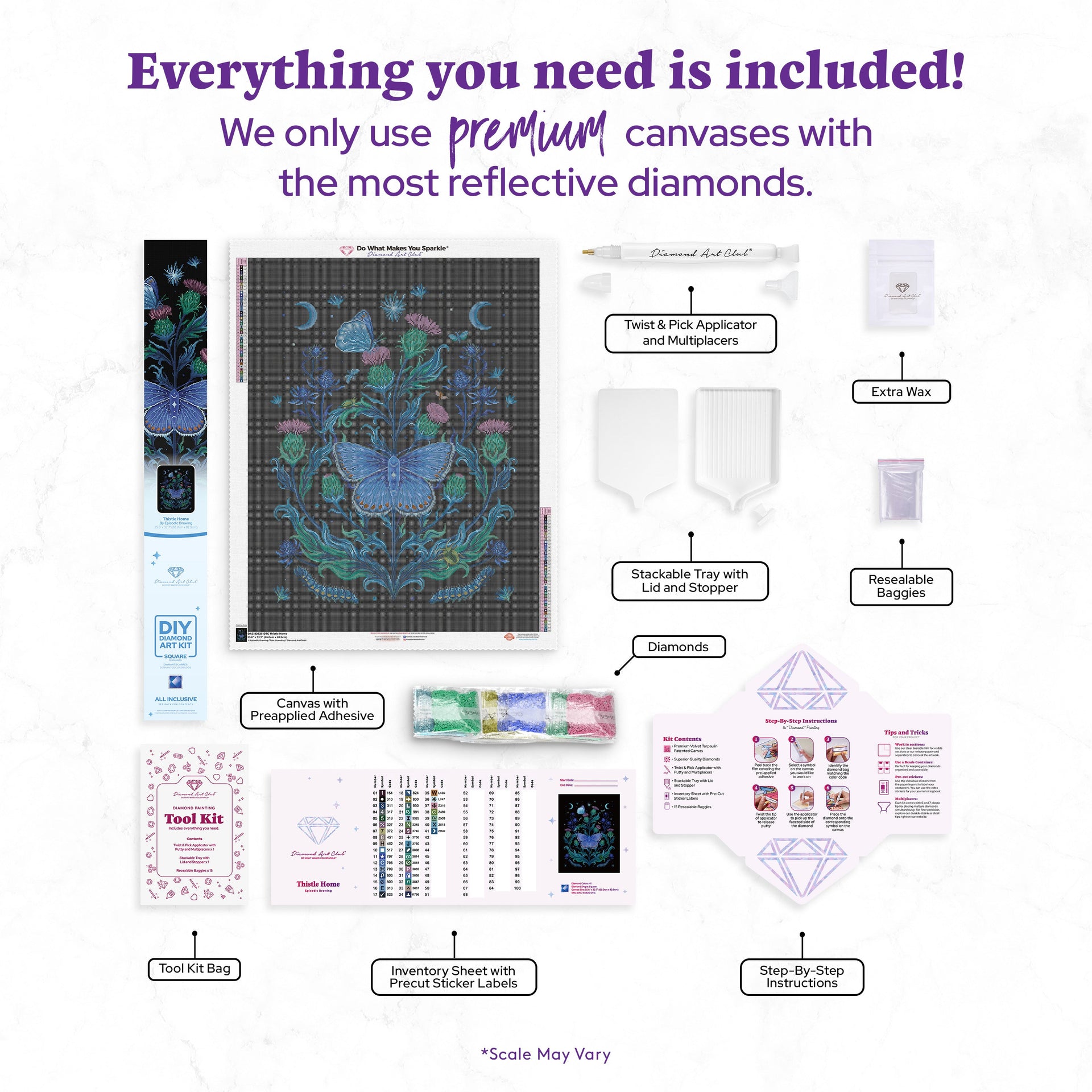 Diamond Painting Thistle Home 25.6" x 32.7" (65cm x 82.9cm) / Square with 41 Colors including 1 Electro Diamond and 2 Iridescent Diamonds and 5 Fairy Dust Diamonds / 86,913