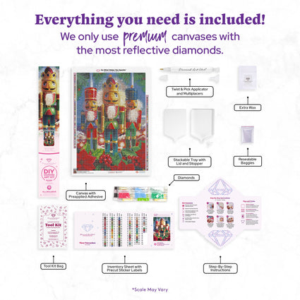 Diamond Painting Three Nutcrackers 22" x 31" (55.6cm x 78.7cm) / Round with 93 Colors including 1 AB and 3 Fairy Dust Diamonds / 57,772