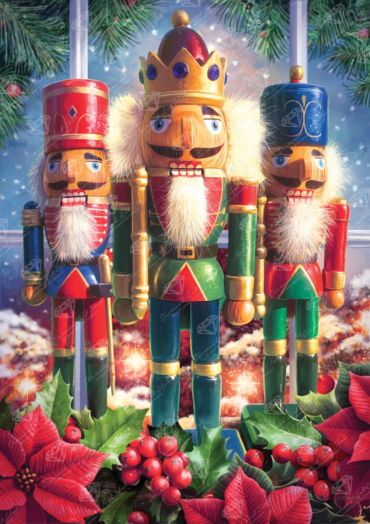 Diamond Painting Three Nutcrackers 22" x 31" (55.6cm x 78.7cm) / Round with 93 Colors including 1 AB and 3 Fairy Dust Diamonds / 57,772
