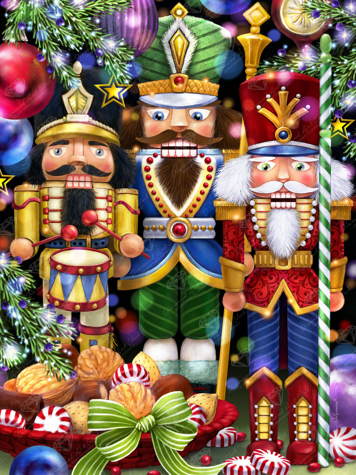 Diamond Painting Three Nutcrackers 23.6" x 31.5" (60cm x 79.9cm) / Square with 61 Colors including 2 ABs and 5 Fairy Dust Diamonds / 77,361