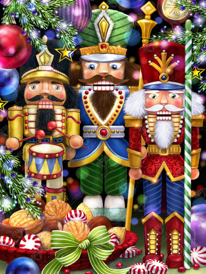 Diamond Painting Three Nutcrackers 23.6" x 31.5" (60cm x 79.9cm) / Square with 61 Colors including 2 ABs and 5 Fairy Dust Diamonds / 77,361
