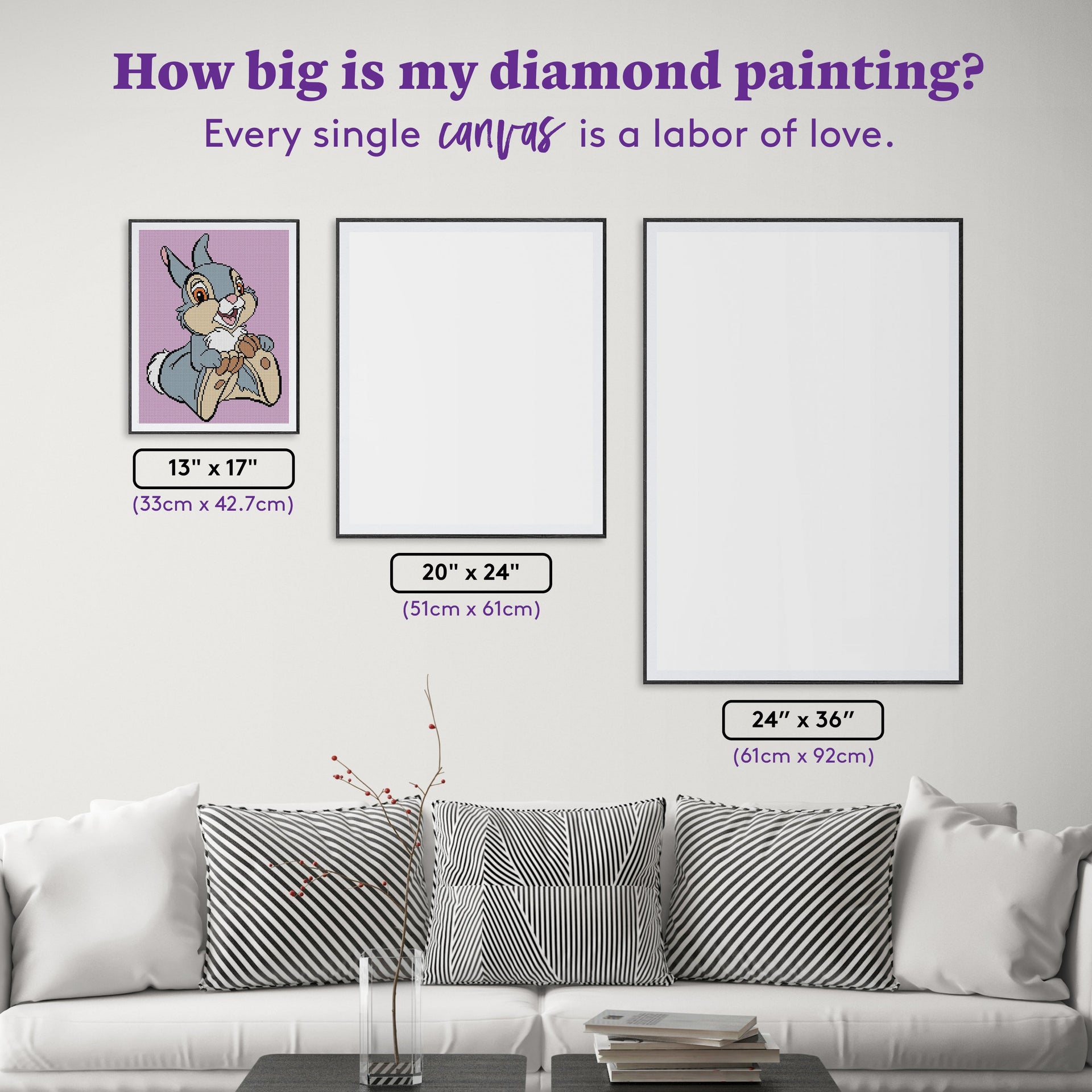 Diamond Painting Thumper 13" x 17" (33cm x 42.7cm) / Round with 11 Colors including 1 Special Diamond and 3 Fairy Dust Diamonds / 18,600