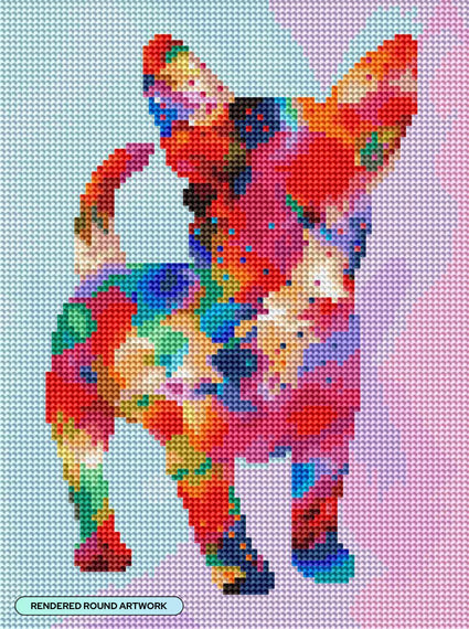 Diamond Painting Tie Dye French Bulldog 9" x 12" (22.9cm x 30.8cm) / Round with 44 Colors including 4 ABs / 9,020