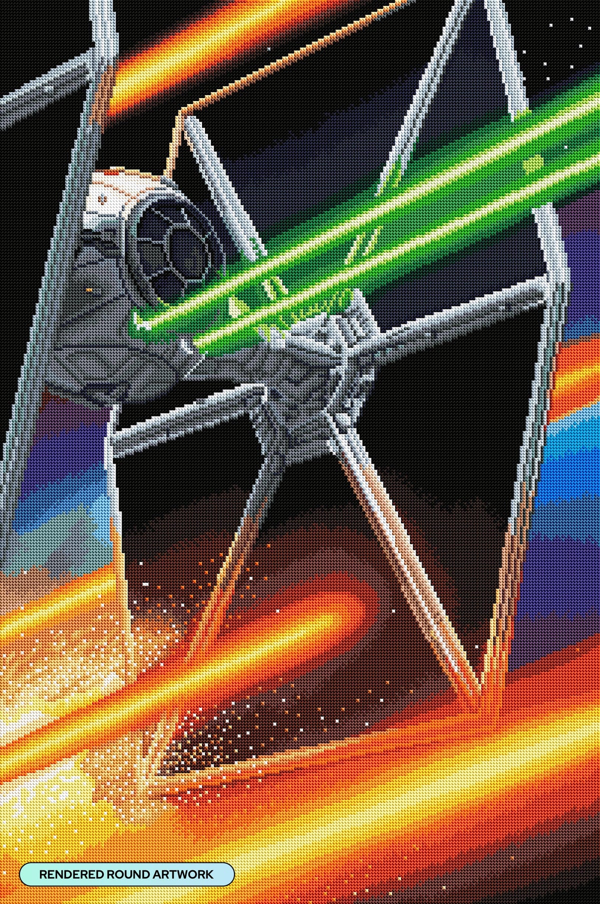 Diamond Painting Tie Fighter 22" x 33" (55.6cm x 83.7cm) / Round with 47 Colors including 1 AB and 4 Fairy Dust Diamonds / 61,408