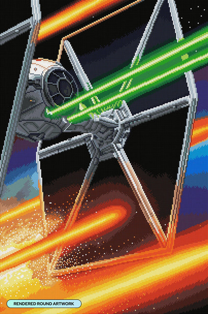 Diamond Painting Tie Fighter 22" x 33" (55.6cm x 83.7cm) / Round with 47 Colors including 1 AB and 4 Fairy Dust Diamonds / 61,408