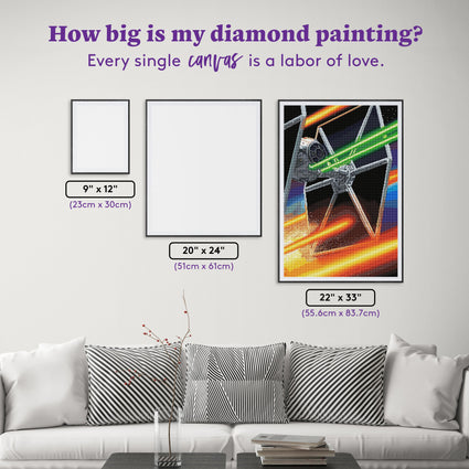 Diamond Painting Tie Fighter 22" x 33" (55.6cm x 83.7cm) / Round with 47 Colors including 1 AB and 4 Fairy Dust Diamonds / 61,408