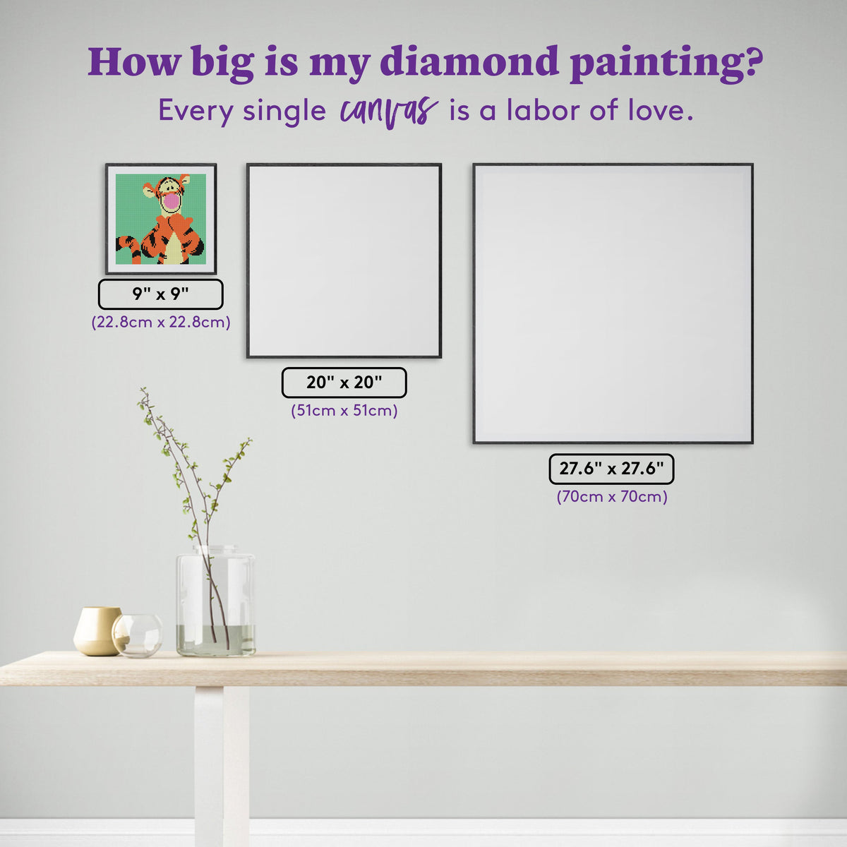 Diamond Painting Tigger 9" x 9" (22.8cm x 22.8cm) / Round with 5 Colors including 1 Fairy Dust Diamond / 6,889