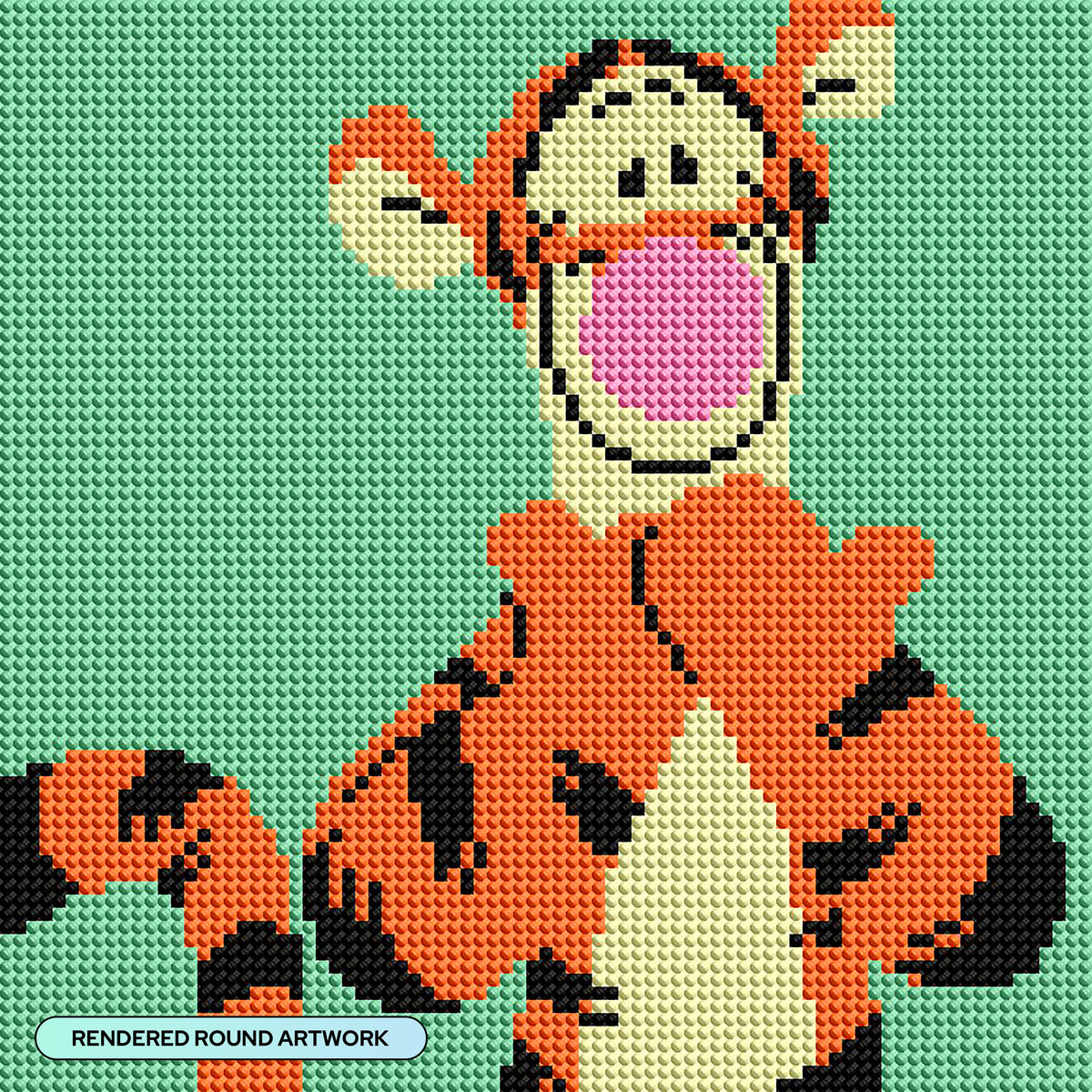 Diamond Painting Tigger 9" x 9" (22.8cm x 22.8cm) / Round with 5 Colors including 1 Fairy Dust Diamond / 6,889