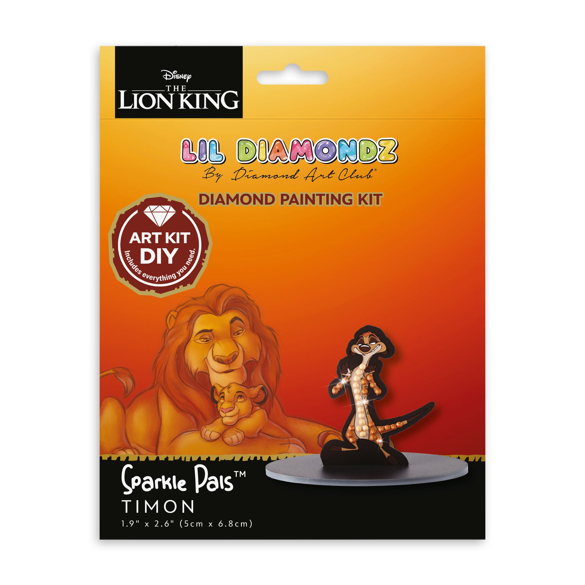 Diamond Painting Timon - Sparkle Pals™ 1.9" x 2.6" (5cm x 6.8cm) / Round with 2 Colors including 2 Fairy Dust Diamonds / 40