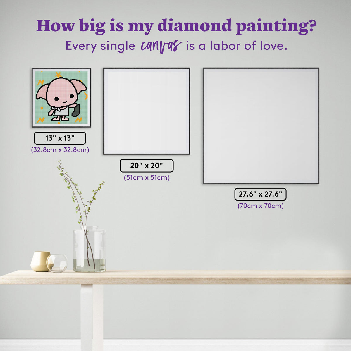 Diamond Painting Tiny Dobby 13" x 13" (32.8cm x 32.8cm) / Round With 7 Colors including 2 ABs / 13,689
