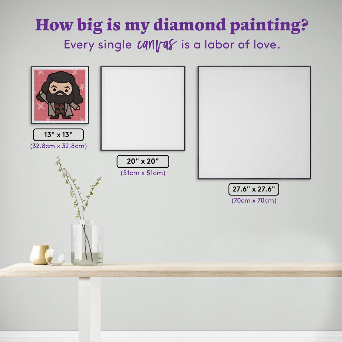 Diamond Painting Tiny Hagrid 13" x 13" (32.8cm x 32.8cm) / Round With 12 Colors including 1 ABs and 1 Fairy Dust Diamonds / 13,689