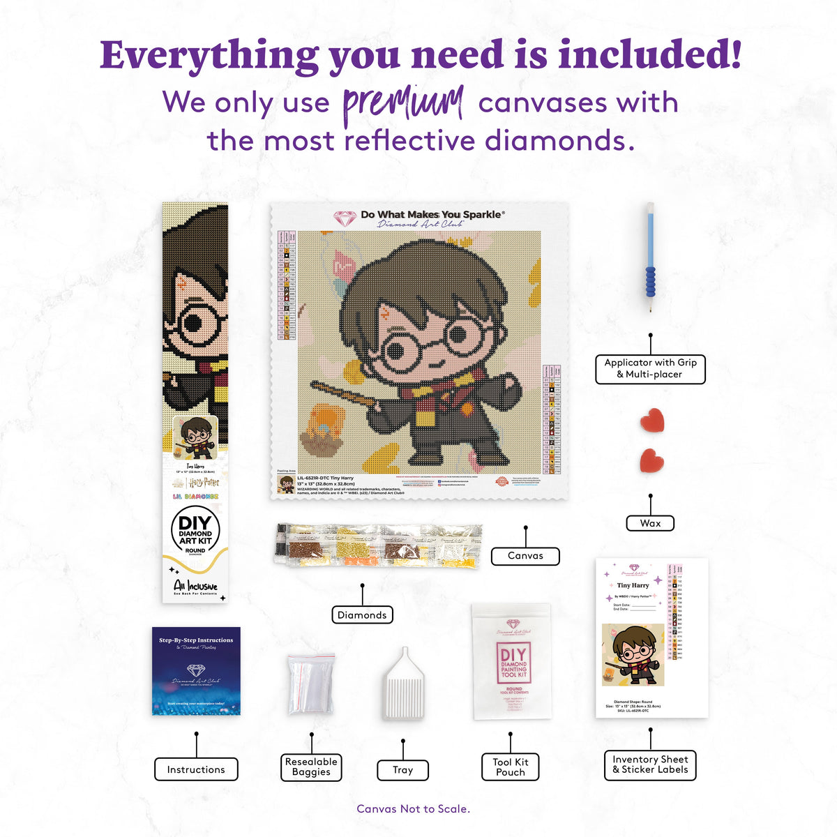 Diamond Painting Tiny Harry 13" x 13" (32.8cm x 32.8cm) / Round With 20 Colors including 2 ABs and 1 Fairy Dust Diamonds / 13,689