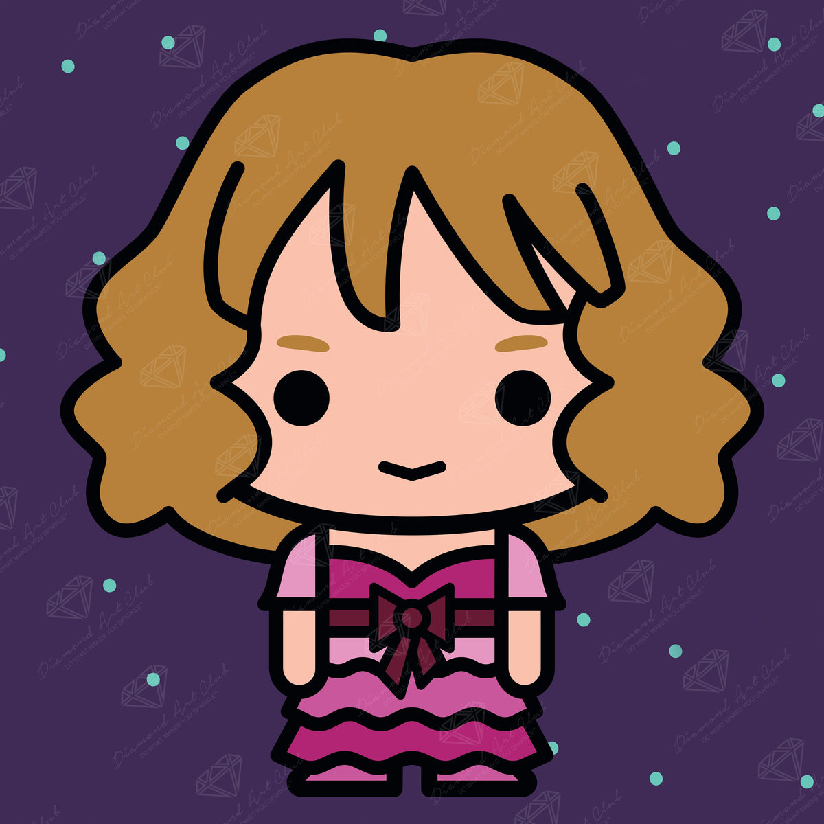 Diamond Painting Tiny Hermione 13" x 13" (32.8cm x 32.8cm) / Round With 9 Colors including 1 AB and 1 Fairy Dust Diamonds / 13,689