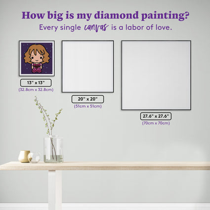 Diamond Painting Tiny Hermione 13" x 13" (32.8cm x 32.8cm) / Round With 9 Colors including 1 AB and 1 Fairy Dust Diamonds / 13,689