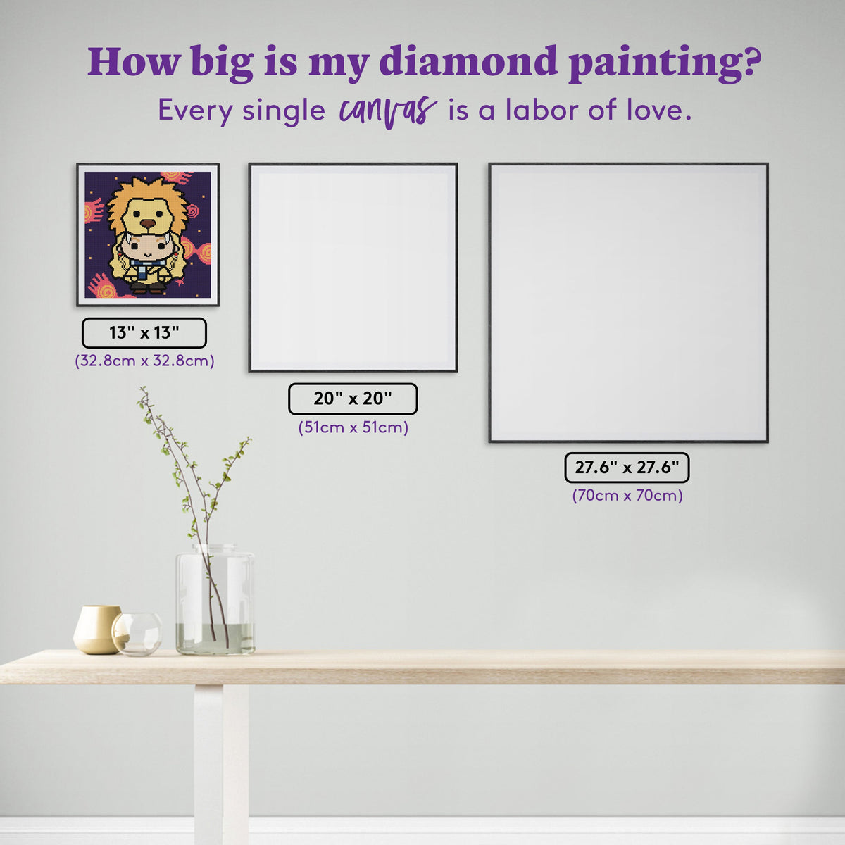 Diamond Painting Tiny Luna 13" x 13" (32.8cm x 32.8cm) / Round With 14 Colors including 2 ABs and 2 Fairy Dust Diamonds / 13,689