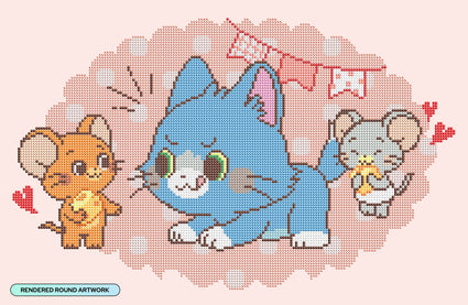 Diamond Painting Tom, Jerry, and Nibbles 20" x 13" (50.6cm x 33cm) / Round With 18 Colors Including 4 Fairy Dust Diamonds / 13,105