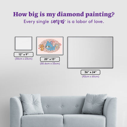 Diamond Painting Tom, Jerry, and Nibbles 20" x 13" (50.6cm x 33cm) / Round With 18 Colors Including 4 Fairy Dust Diamonds / 13,105