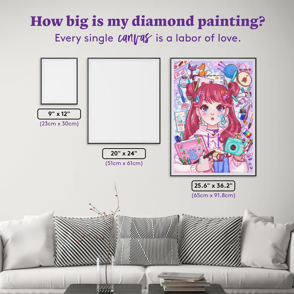 Diamond Painting Too Many Hobbies 25.6" x 36.2" (65cm x 91.8cm) / Square with 99 Colors including 7 ABs and 1 Iridescent Diamond and 7 Fairy Dust Diamonds / 96,309