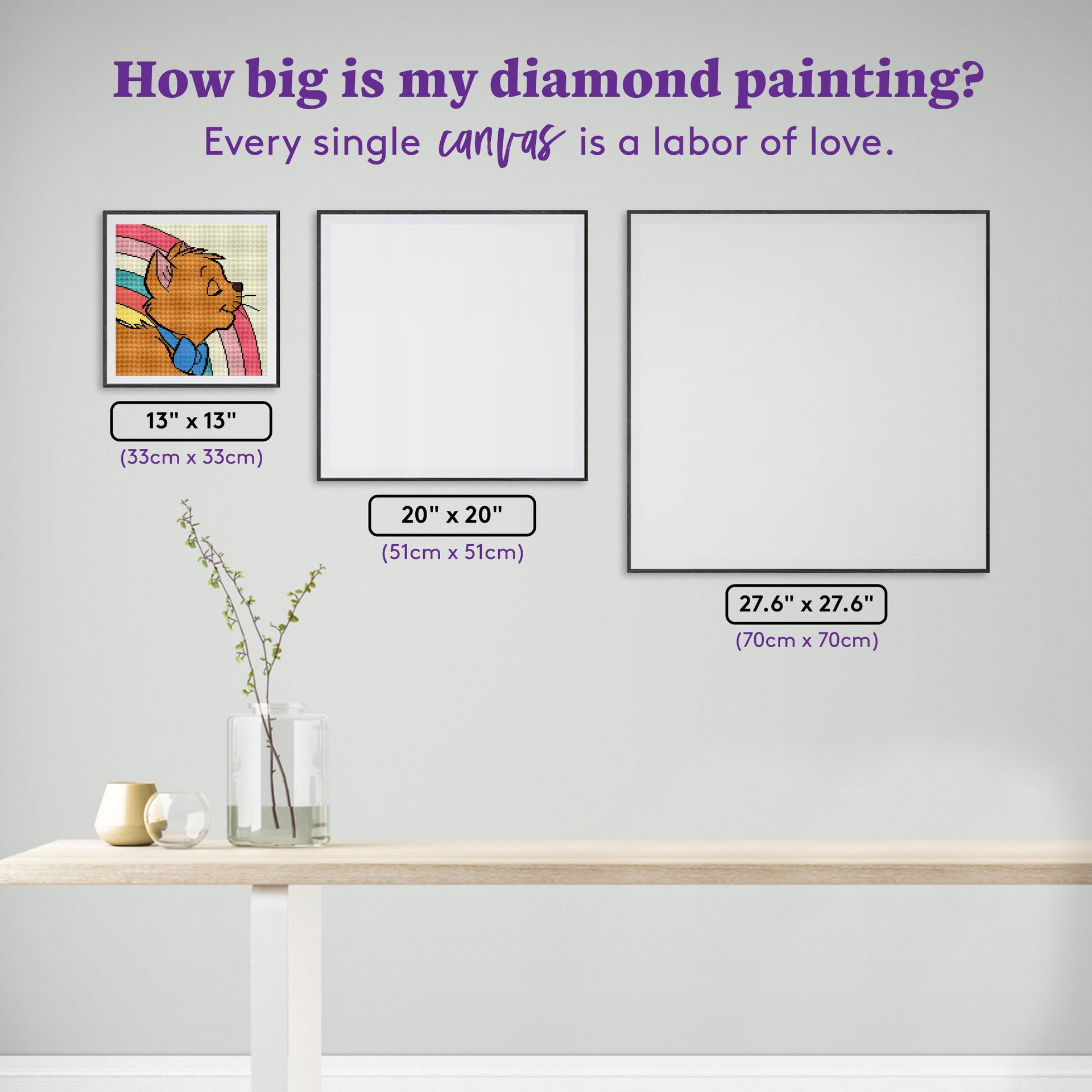 Diamond Painting Toulouse 13" x 13" (33cm x 33cm) / Round with 12 Colors including 6 Fairy Dust Diamonds / 14,400