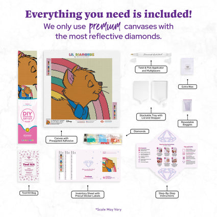 Diamond Painting Toulouse 13" x 13" (33cm x 33cm) / Round with 12 Colors including 6 Fairy Dust Diamonds / 14,400