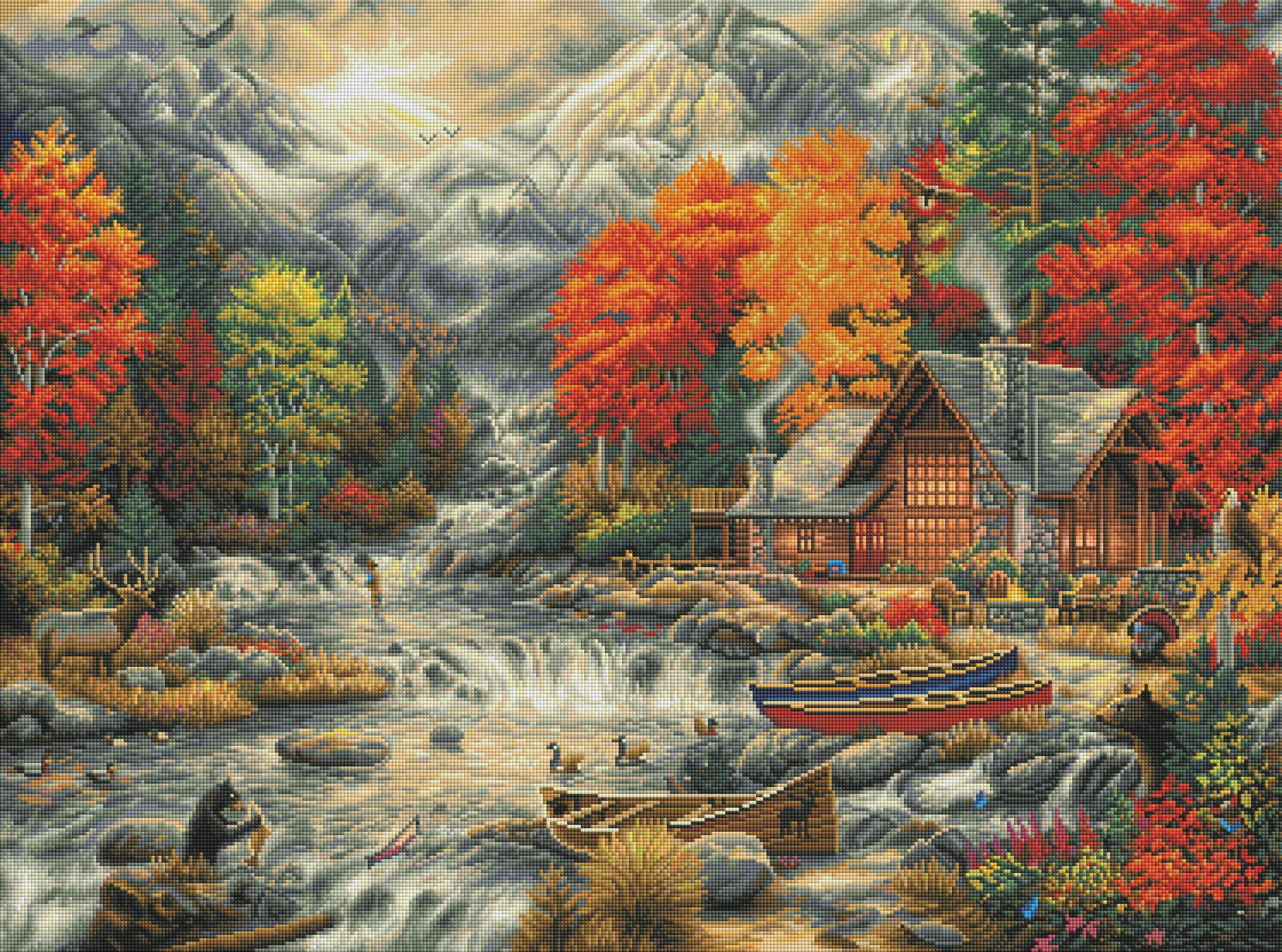 Cabin in the Fall Woods Diamond Painting | Diamond Art Club®