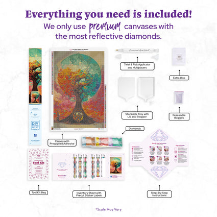 Diamond Painting Tree of Color 25.6" x 38.6" (65cm x 97.8cm) / Square with 85 Colors including 2 ABs and 3 Fairy Dust Diamonds / 102,573