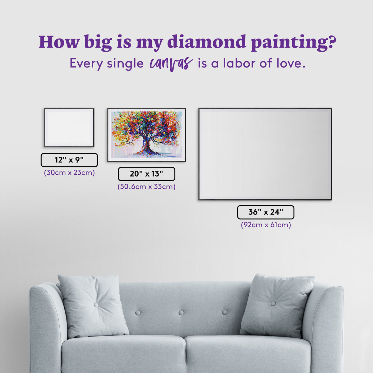 Diamond Painting Tree of Well-being 13" x 20" (50.6cm x 33cm) / Round with 83 Colors including 4 ABs and 2 Fairy Dust Diamonds / 22,080
