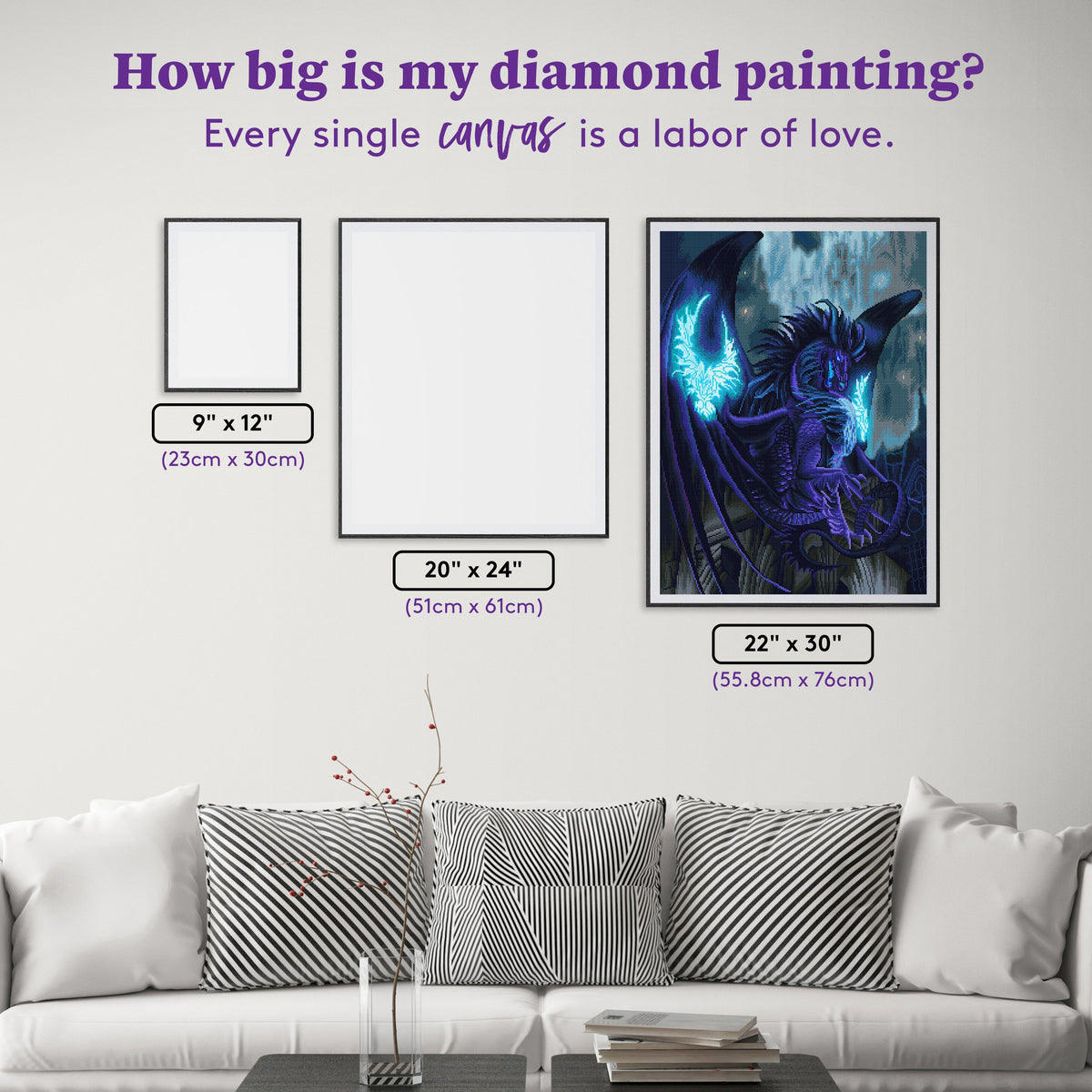 Diamond Painting Tribal Tattoo Dragon 22" x 30" (55.8cm x 76cm) / Square with 40 Colors including 1 AB and 1 Iridescent Diamonds and 2 Fairy Dust Diamonds / 68,320